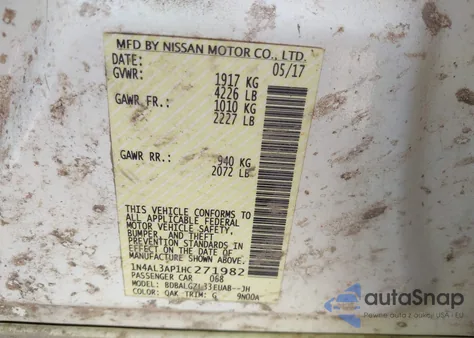 2017 Nissan Altima 2.5 S из США, поврежденный, VIN 1N4AL3AP1HC271982